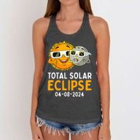 Funny Total Solar Eclipse April 8 2024 Women's Knotted Racerback Tank