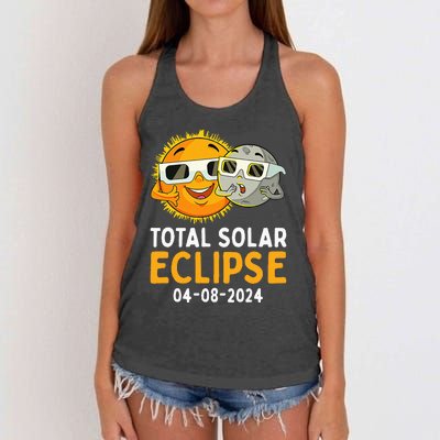 Funny Total Solar Eclipse April 8 2024 Women's Knotted Racerback Tank