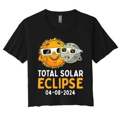 Funny Total Solar Eclipse April 8 2024 Women's Crop Top Tee