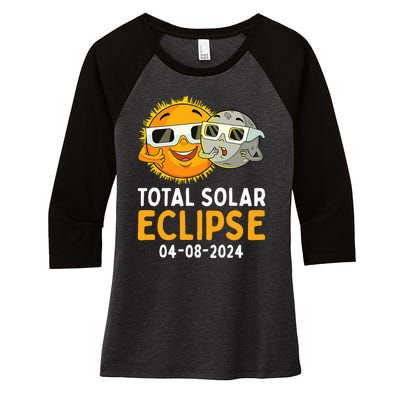 Funny Total Solar Eclipse April 8 2024 Women's Tri-Blend 3/4-Sleeve Raglan Shirt