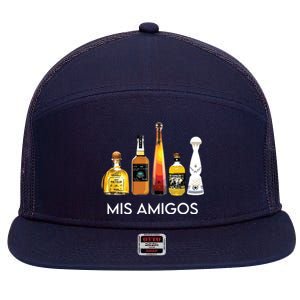 Funny Trendy Sarcastic Alcohol Amigos Tequila Women 7 Panel Mesh Trucker Snapback Hat