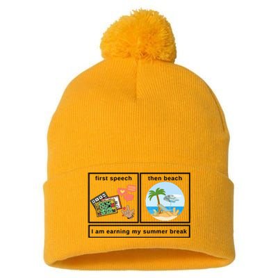 First Then Speech Therapy For Slpa Slp Pom Pom 12in Knit Beanie