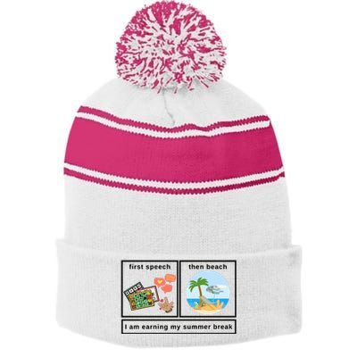 First Then Speech Therapy For Slpa Slp Stripe Pom Pom Beanie