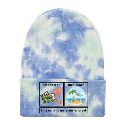 First Then Speech Therapy For Slpa Slp Tie Dye 12in Knit Beanie