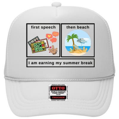 First Then Speech Therapy For Slpa Slp High Crown Mesh Back Trucker Hat