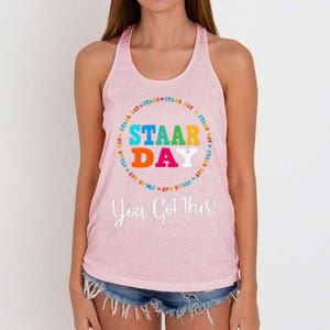 Funny Test STAAR Day Mode On Teacher Testing Ideas School Funny Women's Knotted Racerback Tank