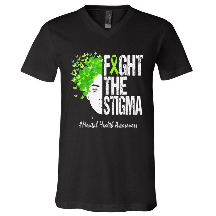 Fight The Stigma Mental Health Awareness V-Neck T-Shirt