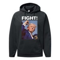 Fight! Trump Shot Trump Rally Fight For America Performance Fleece Hoodie