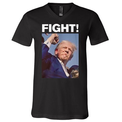 Fight! Trump Shot Trump Rally Fight For America V-Neck T-Shirt