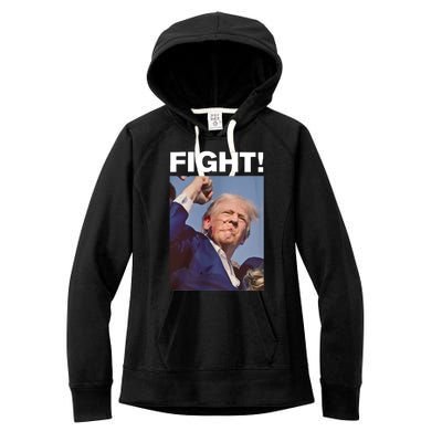 Fight! Trump Shot Trump Rally Fight For America Women's Fleece Hoodie