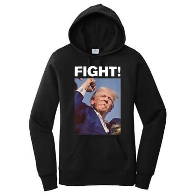 Fight! Trump Shot Trump Rally Fight For America Women's Pullover Hoodie