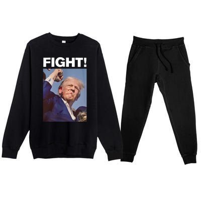 Fight! Trump Shot Trump Rally Fight For America Premium Crewneck Sweatsuit Set