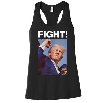 Fight! Trump Shot Trump Rally Fight For America Women's Racerback Tank