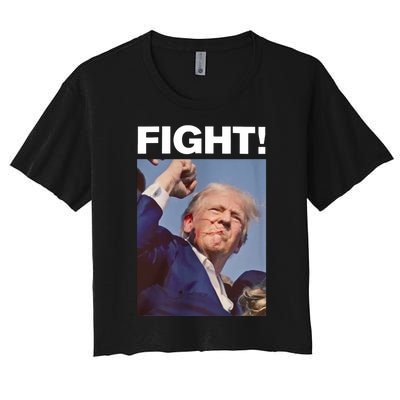 Fight! Trump Shot Trump Rally Fight For America Women's Crop Top Tee