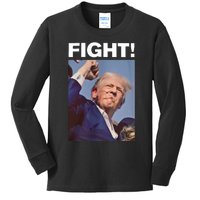 Fight! Trump Shot Trump Rally Fight For America Kids Long Sleeve Shirt