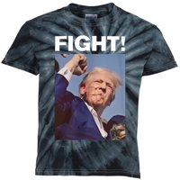 Fight! Trump Shot Trump Rally Fight For America Kids Tie-Dye T-Shirt