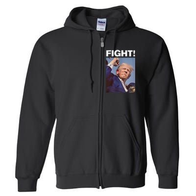 Fight! Trump Shot Trump Rally Fight For America Full Zip Hoodie