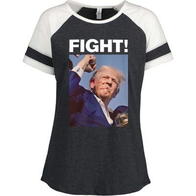 Fight! Trump Shot Trump Rally Fight For America Enza Ladies Jersey Colorblock Tee