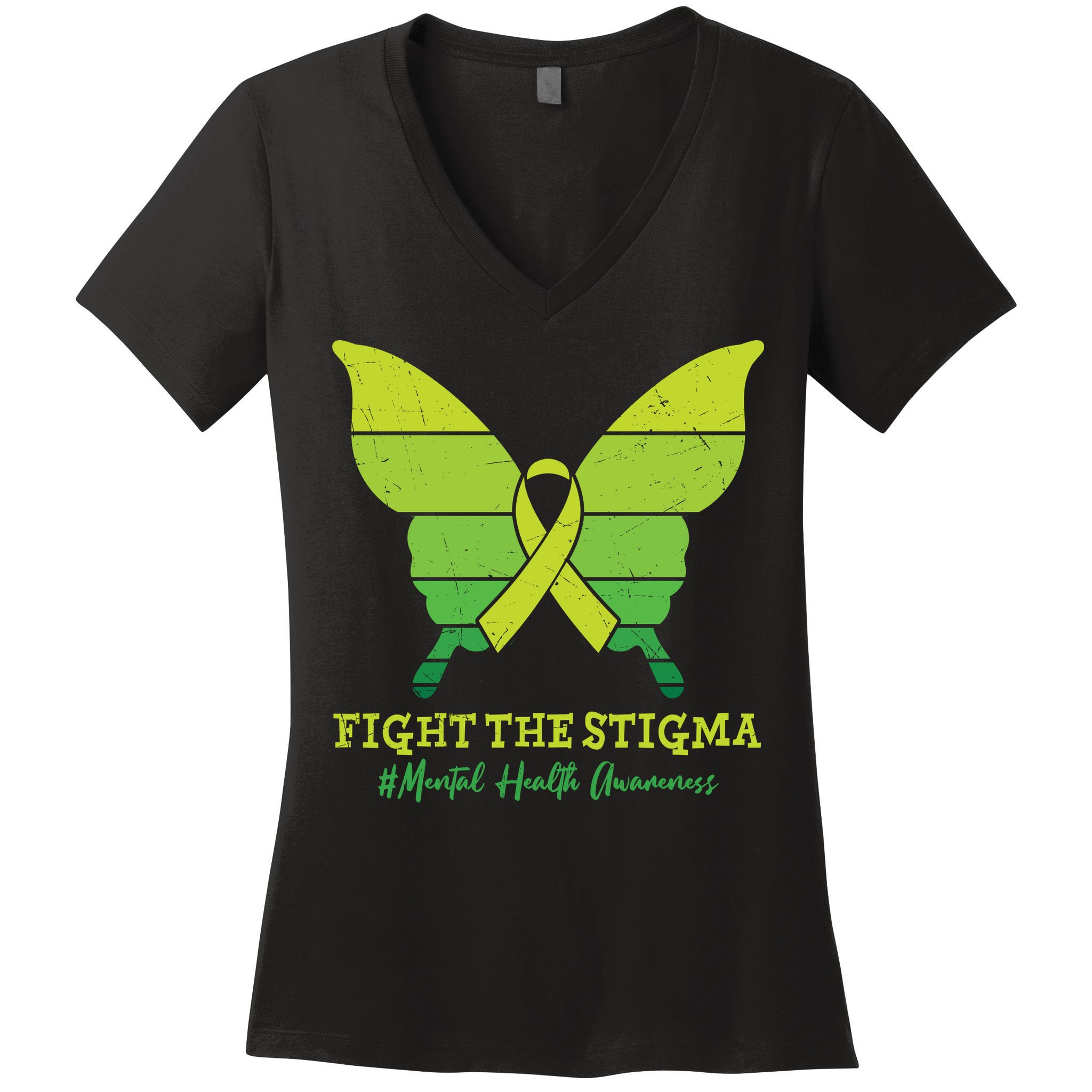 Fight The Stigma Mental Health Awareness Women's V-Neck T-Shirt
