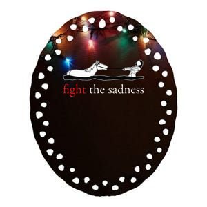 Fight The Sadness Horse A Girl Funny  Ceramic Oval Ornament