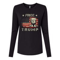 Free Trump Supporters Pro Trump American Flag Womens Cotton Relaxed Long Sleeve T-Shirt