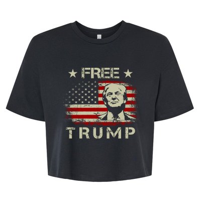 Free Trump Supporters Pro Trump American Flag Bella+Canvas Jersey Crop Tee