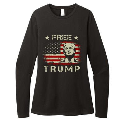 Free Trump Supporters Pro Trump American Flag Womens CVC Long Sleeve Shirt