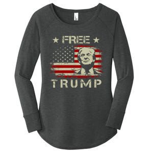 Free Trump Supporters Pro Trump American Flag Women's Perfect Tri Tunic Long Sleeve Shirt