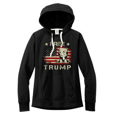 Free Trump Supporters Pro Trump American Flag Women's Fleece Hoodie