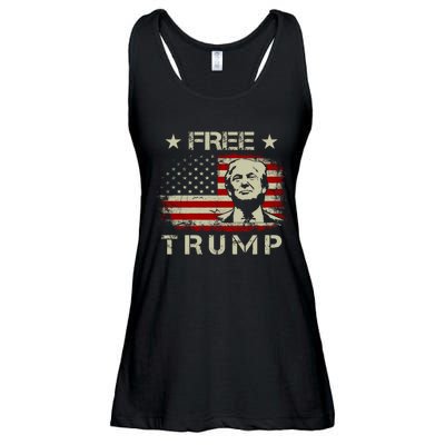 Free Trump Supporters Pro Trump American Flag Ladies Essential Flowy Tank