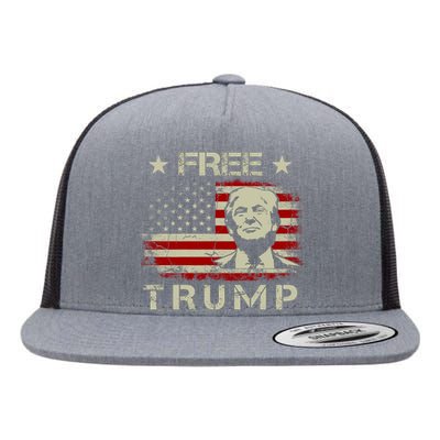 Free Trump Supporters Pro Trump American Flag Flat Bill Trucker Hat