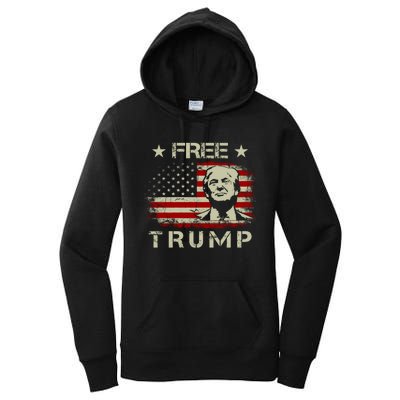 Free Trump Supporters Pro Trump American Flag Women's Pullover Hoodie