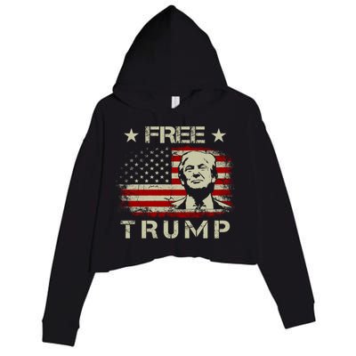 Free Trump Supporters Pro Trump American Flag Crop Fleece Hoodie