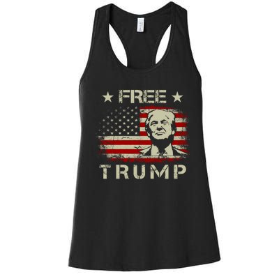 Free Trump Supporters Pro Trump American Flag Women's Racerback Tank