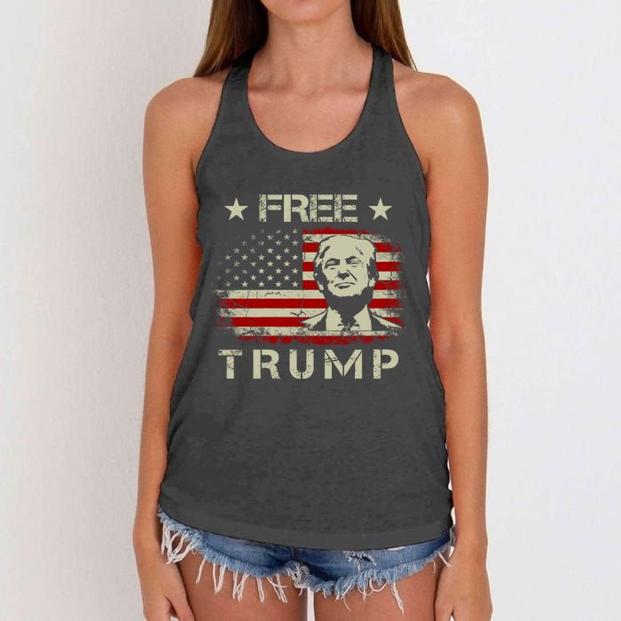 Free Trump Supporters Pro Trump American Flag Women's Knotted Racerback Tank