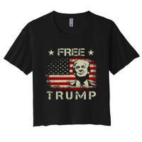 Free Trump Supporters Pro Trump American Flag Women's Crop Top Tee