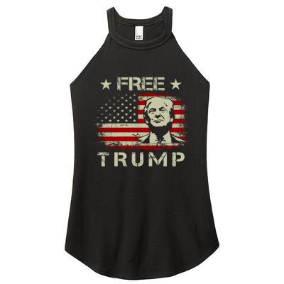 Free Trump Supporters Pro Trump American Flag Women's Perfect Tri Rocker Tank