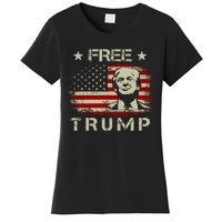 Free Trump Supporters Pro Trump American Flag Women's T-Shirt