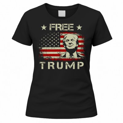 Free Trump Supporters Pro Trump American Flag Women's T-Shirt