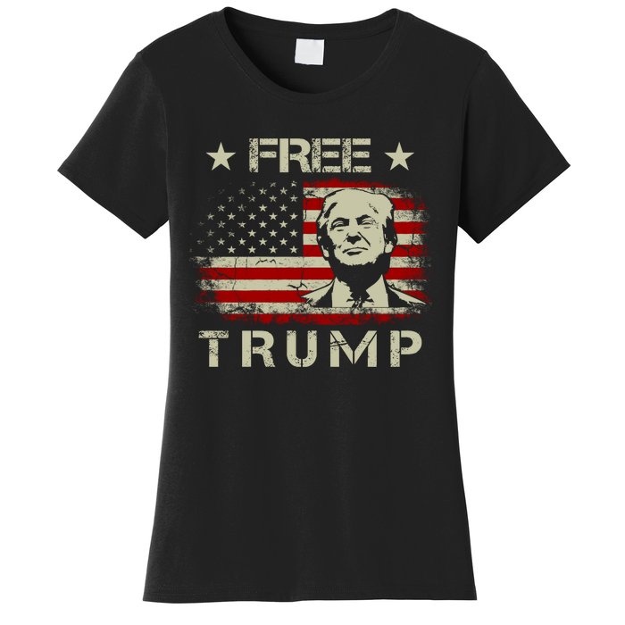 Free Trump Supporters Pro Trump American Flag Women's T-Shirt