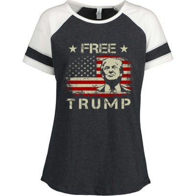 Free Trump Supporters Pro Trump American Flag Enza Ladies Jersey Colorblock Tee