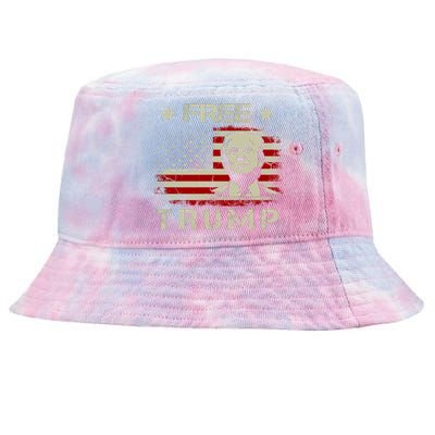 Free Trump Supporters Pro Trump American Flag Tie-Dyed Bucket Hat