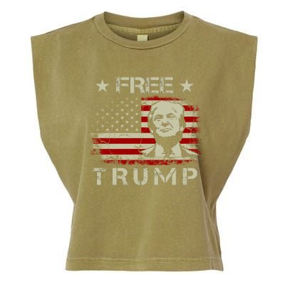 Free Trump Supporters Pro Trump American Flag Garment-Dyed Women's Muscle Tee