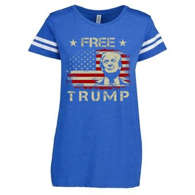 Free Trump Supporters Pro Trump American Flag Enza Ladies Jersey Football T-Shirt