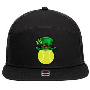 Funny Tennis St Patricks Day Irish Tennis Funny Gift 7 Panel Mesh Trucker Snapback Hat