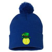 Funny Tennis St Patricks Day Irish Tennis Funny Gift Pom Pom 12in Knit Beanie