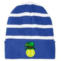 Funny Tennis St Patricks Day Irish Tennis Funny Gift Striped Beanie with Solid Band