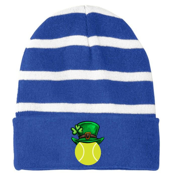 Funny Tennis St Patricks Day Irish Tennis Funny Gift Striped Beanie with Solid Band