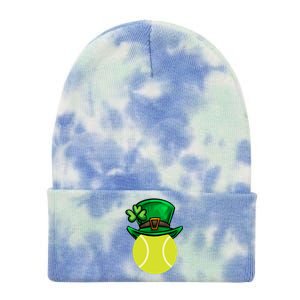 Funny Tennis St Patricks Day Irish Tennis Funny Gift Tie Dye 12in Knit Beanie