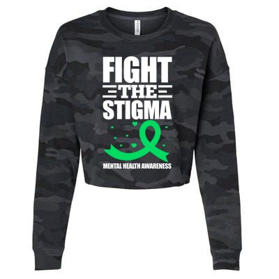 Fight The Stigma Tal Health Awareness Anxiety Anxious Gift Cropped Pullover Crew